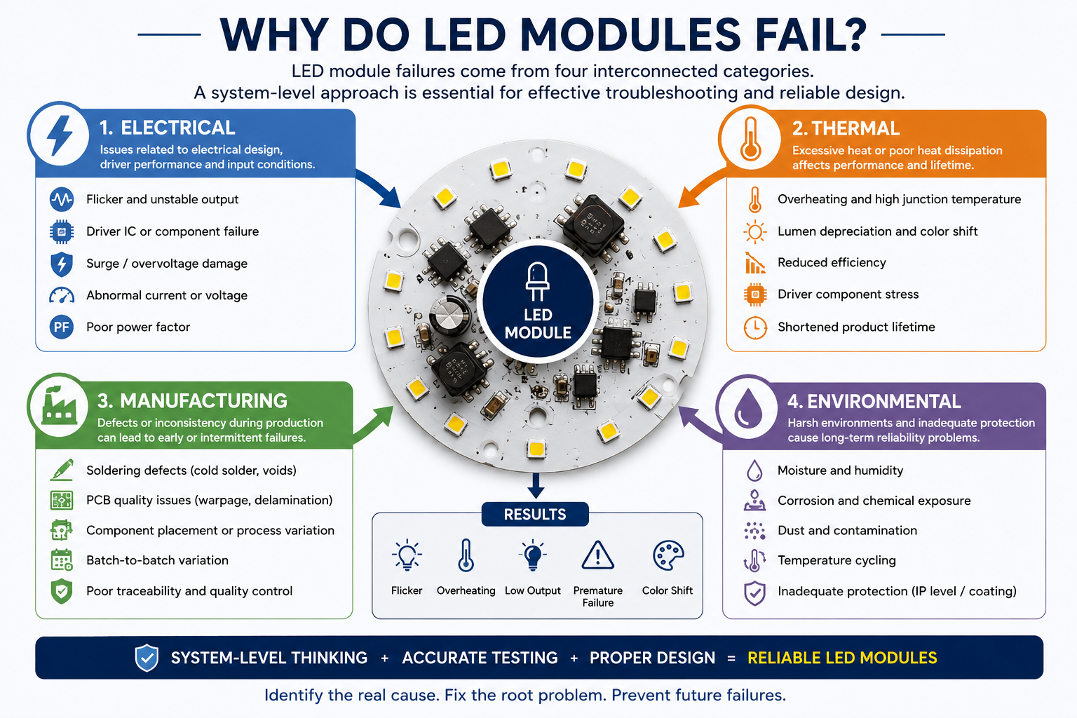 1783307706134212.png Four main causes of LED module failures: electrical, thermal, manufacturing and environmental
