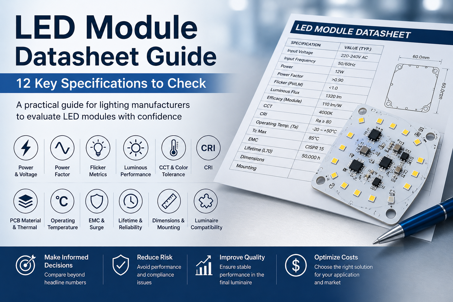 LED Module Datasheet Guide: 12 Key Specifications to Check