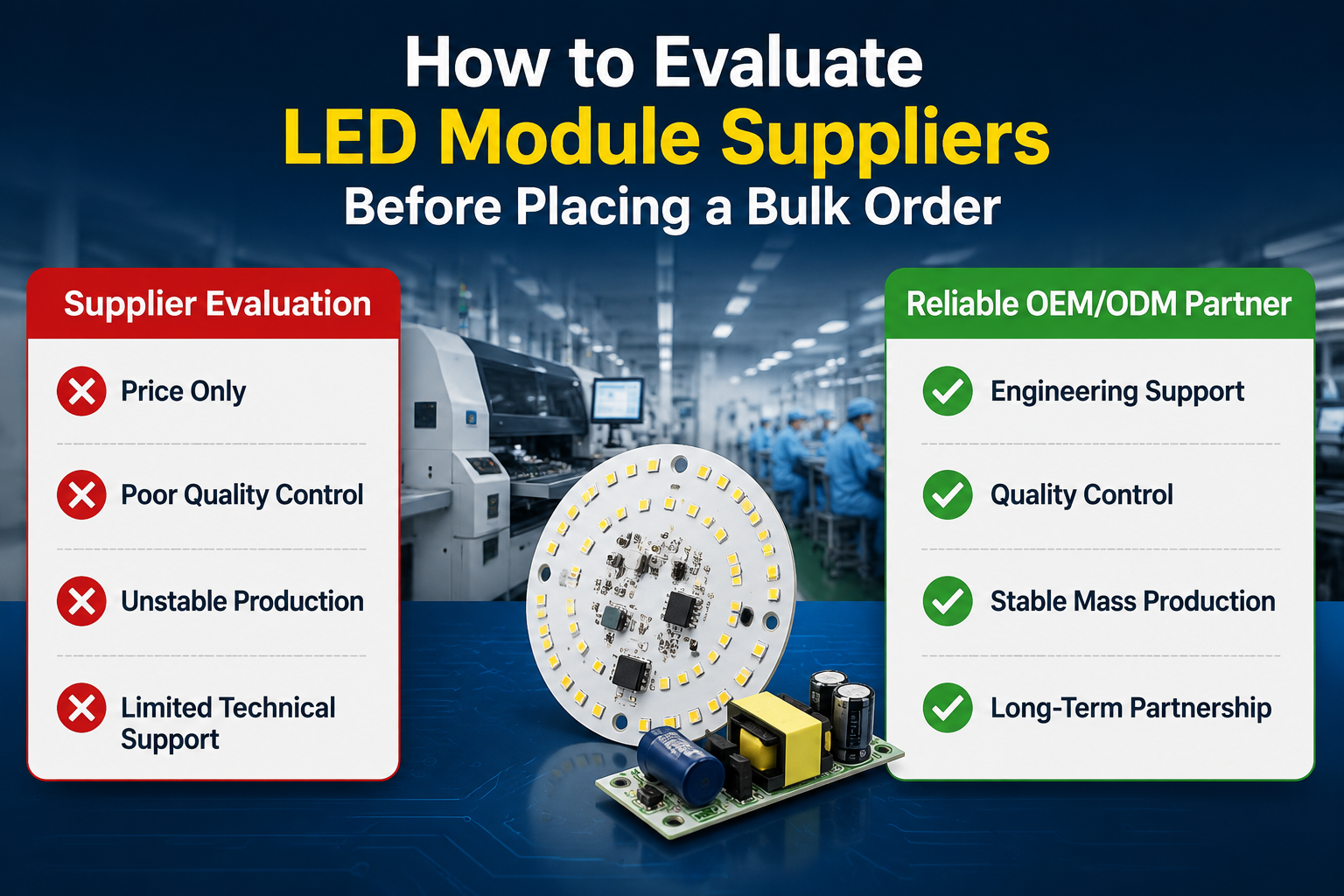 How to Evaluate LED Module Suppliers Before Placing a Bulk Order: A B2B Buyer’s Guide